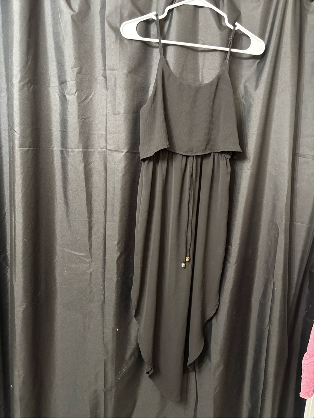 Asymmetrical Black Spaghetti-Strap Dress